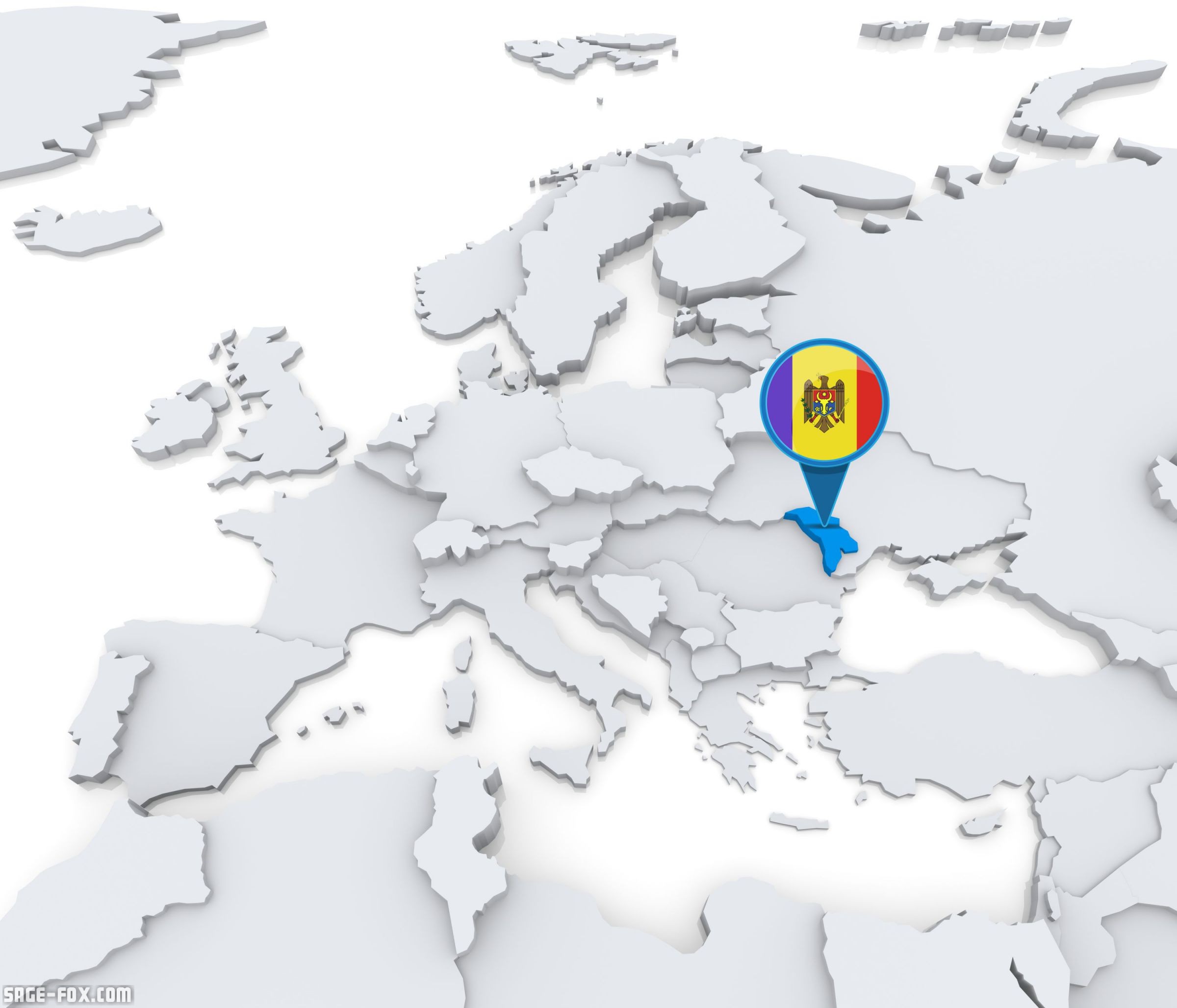 Highlighted Moldova On Map Of Europe With National Flag Sagefox